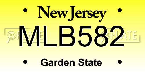 MLB582 New Jersey License Plate