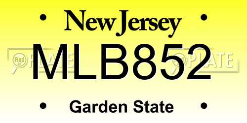 MLB852 New Jersey License Plate