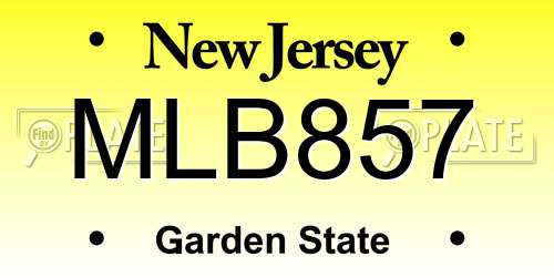 MLB857 New Jersey License Plate