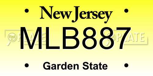 MLB887 New Jersey License Plate