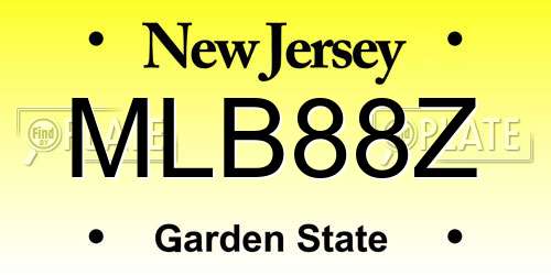 MLB88Z New Jersey License Plate