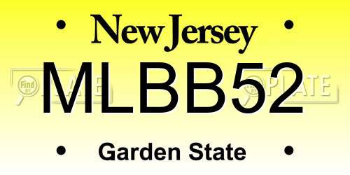 MLBB52 New Jersey License Plate