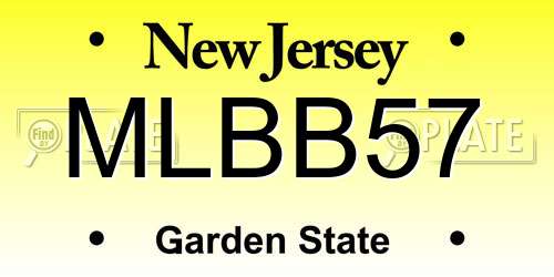 MLBB57 New Jersey License Plate