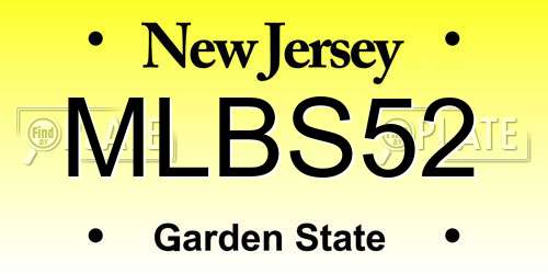 MLBS52 New Jersey License Plate