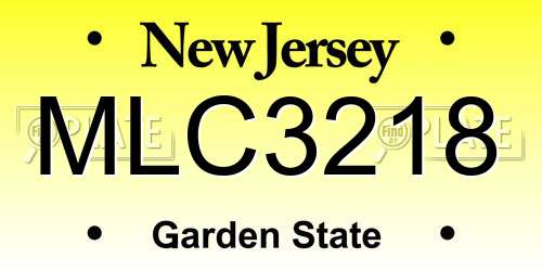 MLC3218 New Jersey License Plate