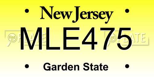 MLE475 New Jersey License Plate