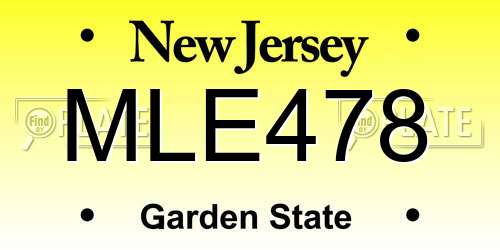 MLE478 New Jersey License Plate