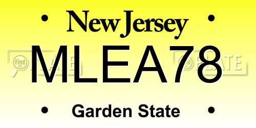MLEA78 New Jersey License Plate