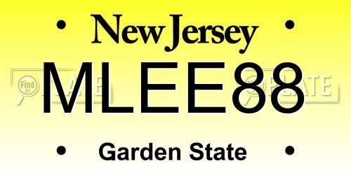 MLEE88 New Jersey License Plate