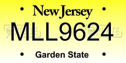 MLL9624 New Jersey License Plate