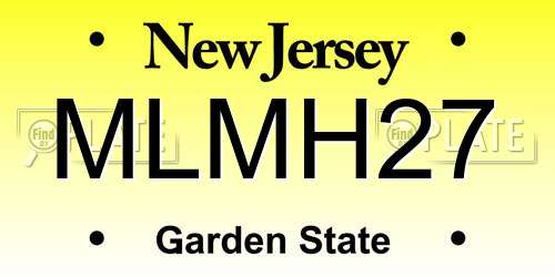 MLMH27 New Jersey License Plate