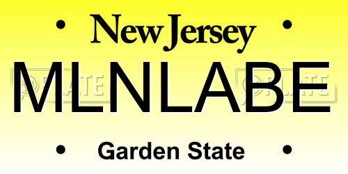 MLNLABE New Jersey License Plate