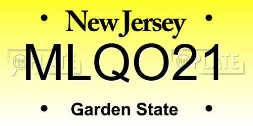 MLQO21 New Jersey License Plate