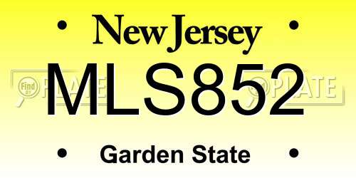 MLS852 New Jersey License Plate