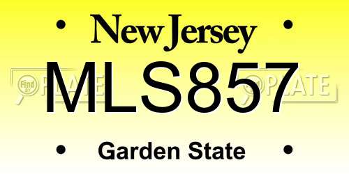 MLS857 New Jersey License Plate