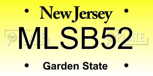 MLSB52 New Jersey License Plate