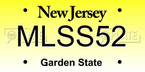 MLSS52 New Jersey License Plate