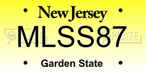 MLSS87 New Jersey License Plate