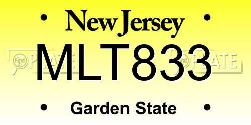 MLT833 New Jersey License Plate