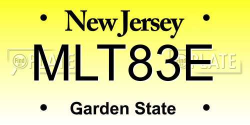MLT83E New Jersey License Plate