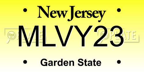 MLVY23 New Jersey License Plate