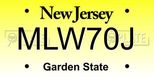 MLW70J New Jersey License Plate