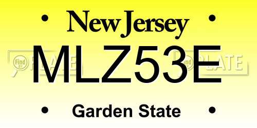 MLZ53E New Jersey License Plate