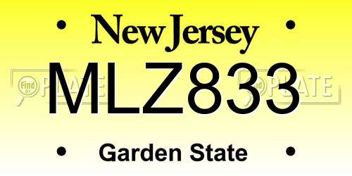 MLZ833 New Jersey License Plate