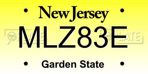 MLZ83E New Jersey License Plate