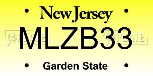 MLZB33 New Jersey License Plate