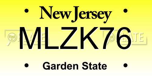 MLZK76 New Jersey License Plate