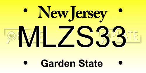 MLZS33 New Jersey License Plate