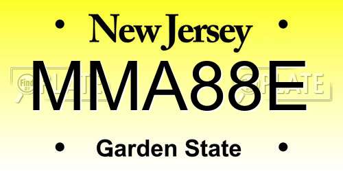 MMA88E New Jersey License Plate