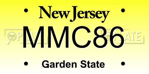 MMC86 New Jersey License Plate