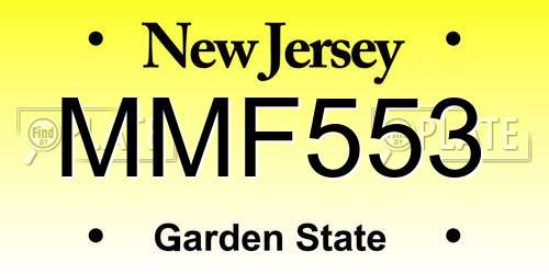 MMF553 New Jersey License Plate