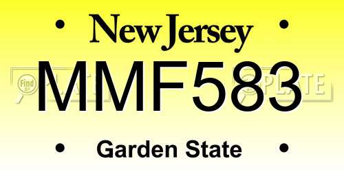 MMF583 New Jersey License Plate