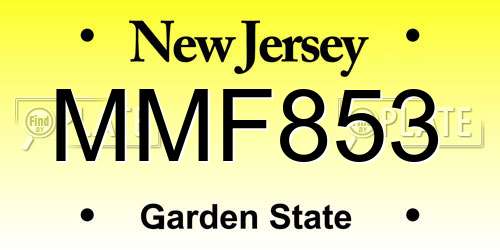MMF853 New Jersey License Plate