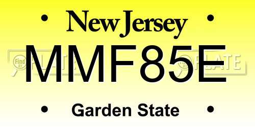 MMF85E New Jersey License Plate