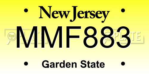 MMF883 New Jersey License Plate