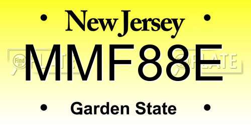 MMF88E New Jersey License Plate