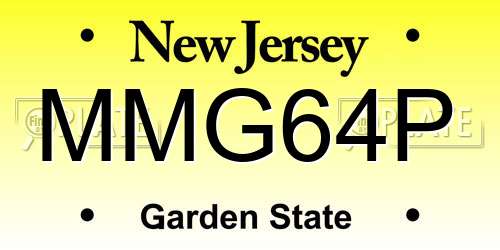 MMG64P New Jersey License Plate
