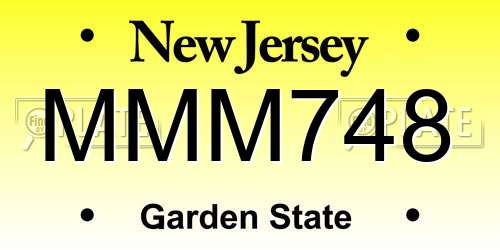 MMM748 New Jersey License Plate