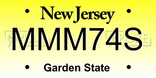 MMM74S New Jersey License Plate