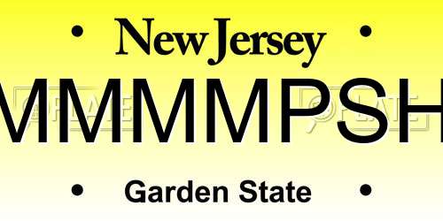 MMMMPSH New Jersey License Plate