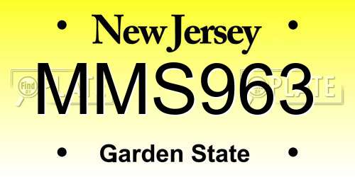 MMS963 New Jersey License Plate