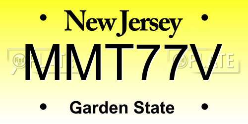 MMT77V New Jersey License Plate