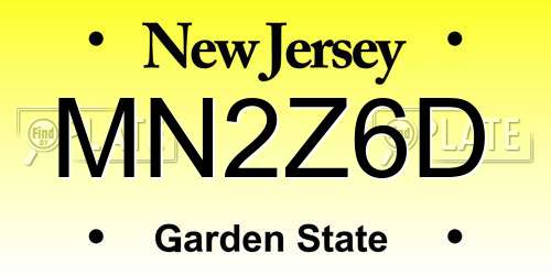MN2Z6D New Jersey License Plate