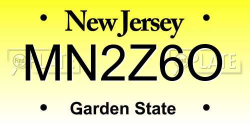MN2Z6O New Jersey License Plate