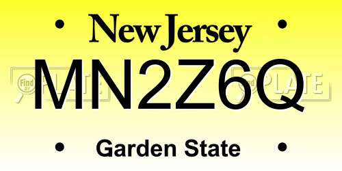 MN2Z6Q New Jersey License Plate