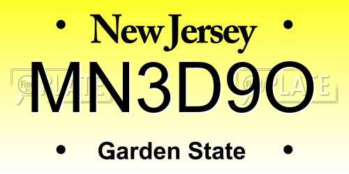 MN3D9O New Jersey License Plate